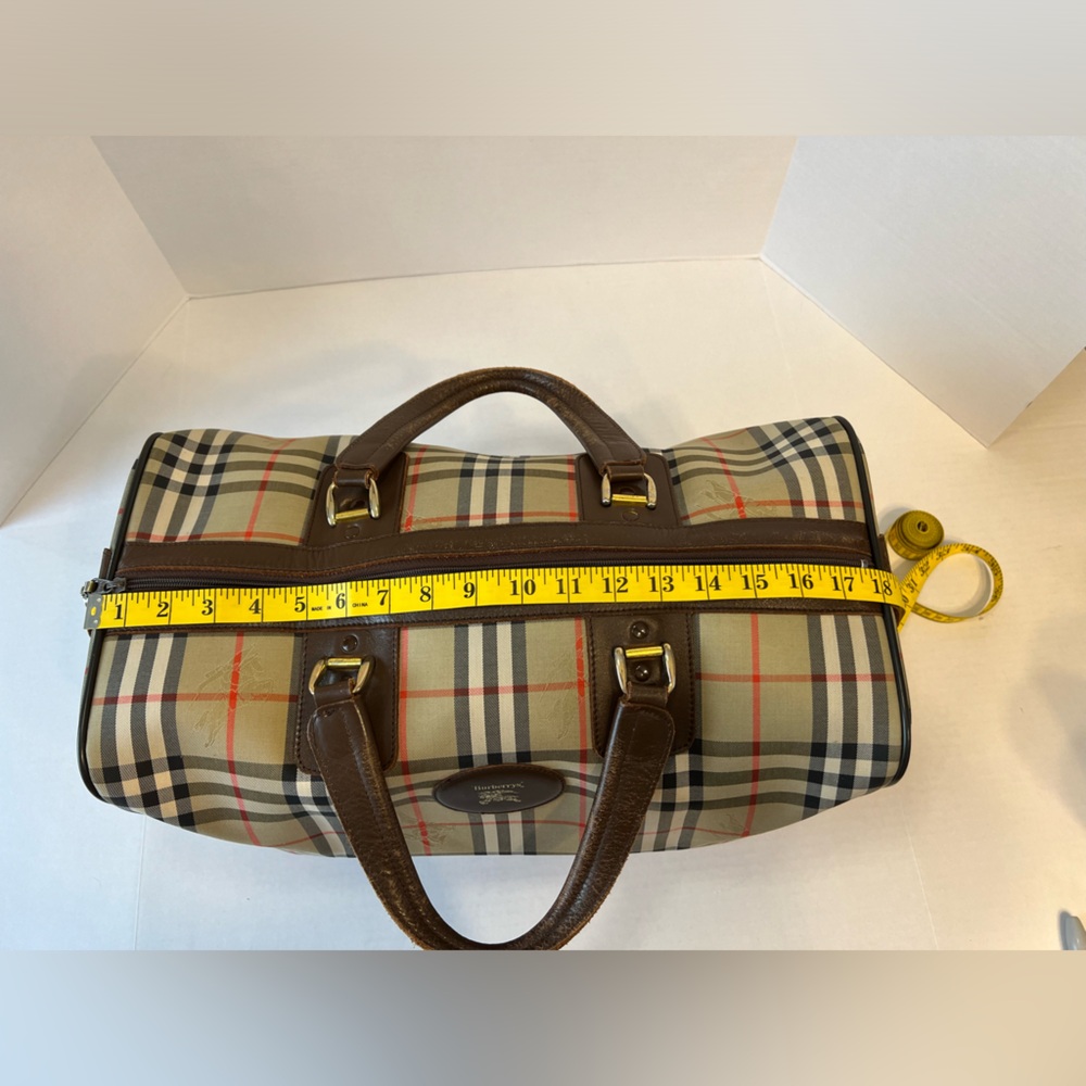 Burberry Nova Check Boston Bag Canvas Beige Brown‎ gold 100% authentic - Picture 13 of 16